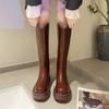 Модные женские сапоги длиной до колена 2024 года, осень-зима, новые женские сапоги-рыцари, длинные сапоги в стиле панк на платформе, женские короткие сапоги в стиле ретро Botas Mujer