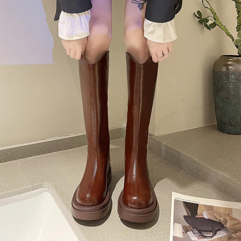 Модные женские сапоги длиной до колена 2024 года, осень-зима, новые женские сапоги-рыцари, длинные сапоги в стиле панк на платформе, женские короткие сапоги в стиле ретро Botas Mujer