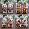Kutani ware mini lucky gold pair cat, calico, (gold-mike-F)
