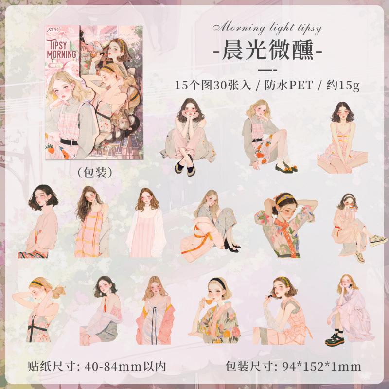 30-Sheet Cute Cartoon Girl Stickers, Adorable Girl Designs for Journal Decoration, DIY Craft Accents, and Planner
