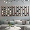 Wall-Mounted Solid Wood Curio Display Shelf – Grid Storage Rack for Teacups & Master Cups