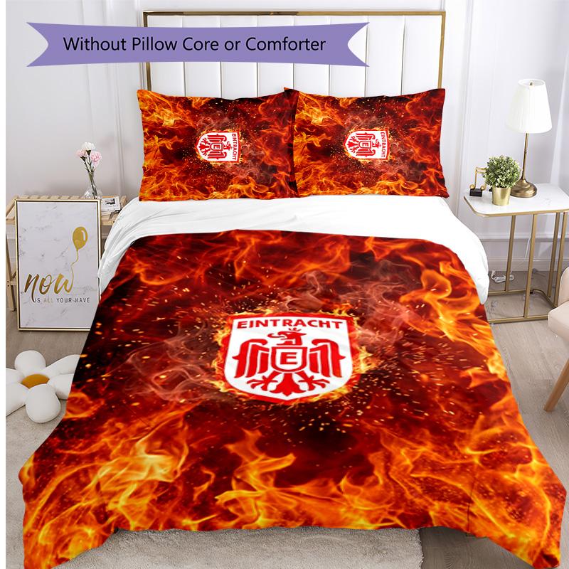 Eintracht Frankfurt Football Printed 3 Pieces Bedding Set, Comfortable Skin Friendly Bedroom Duvet Cover Set