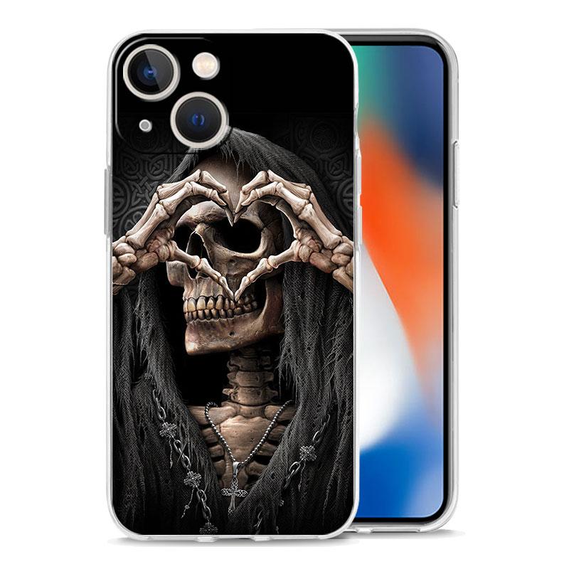 Чехол для телефона iPhone 17 Чехлы iPhone Air 16 15 12 13 14 Pro Max 7 8 Plus 16Pro iPhone11 Чехол Жнец Череп Скелет