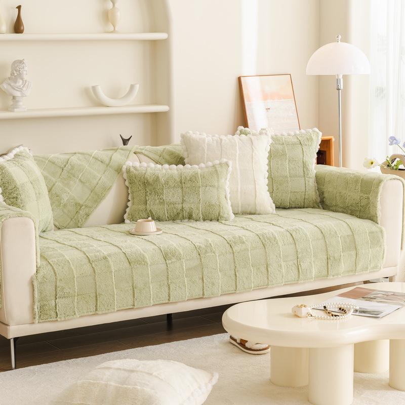 Thickened Fleece Winter Sofa Cushion Cushion Winter Minimalist Modern Seat Cushion Non-Slip Sofa Cover