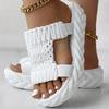 Women's Platform Crochet Sandals Stylish Open Toe Slip On Slingback Shoes Casual Outdoor Non Slip Sandals