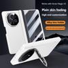 Skin Feel PU Leather Phone Case for Honor Magic V3 Shockproof Hinge Folding Metal Lens Stand Cover with Tempered Glass Shockproof Holder Cover