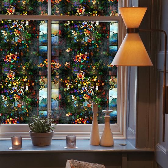 Пленка для конфиденциальности окон Статические витражные наклейки Съемная ПВХ декоративная оконная пленка для дома, кухни, гостиной, спальни