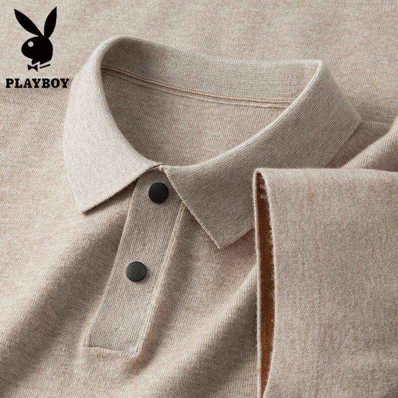 PLAYBOY Мужская однотонная вязаная рубашка-поло с коротким рукавом в стиле business casual