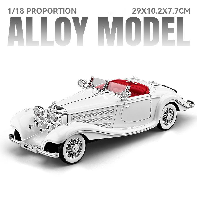 1:18 1936 Бенц 500K Сплав Классическая Модель Автомобиля Литье под Давлением Металл Ретро Транспортные Средства Модель Автомобиля Симуляция Звука и Света Детская Игрушка Подарок