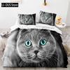 Черный кот Постельное белье Односпальное Полуторное Двуспальное Евро Евро-Макси Размер Милый кот Комплект постельного белья Взрослый Детская Спальня Пододеяльник Комплекты 3D Аниме Kawaii 036