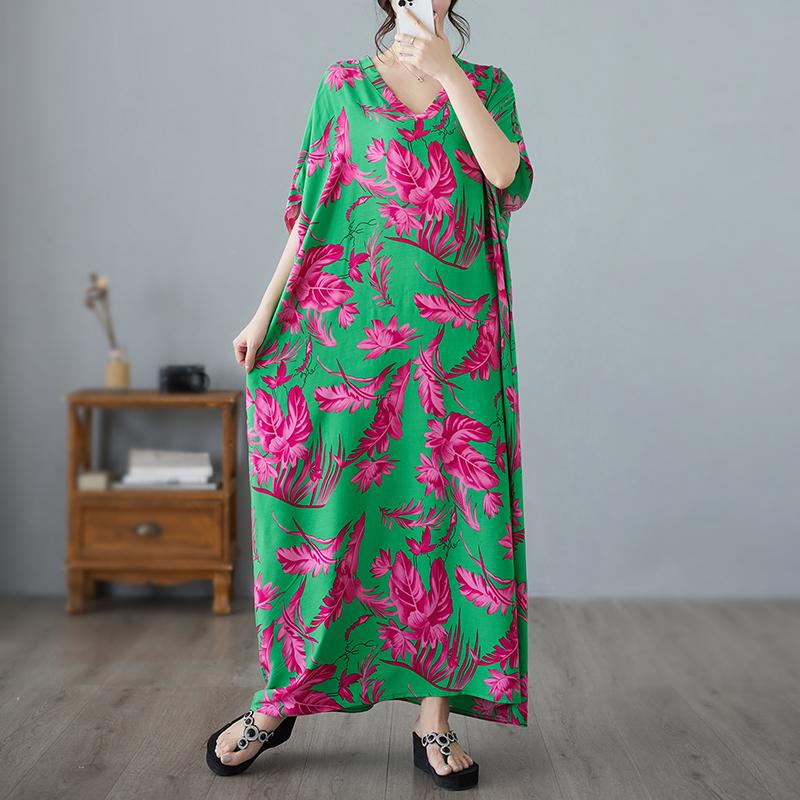 DIMANAF 2024 платье больших размеров женский летний сарафан с v-образным вырезом богемный цветочный принт белое элегантное свободное платье макси больших размеров