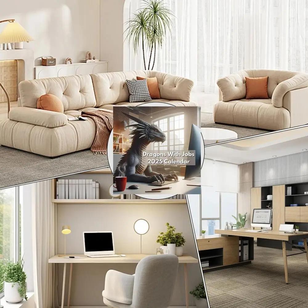 Календарь работы Драконы, 2025 Креативный настенный календарь Забавный календарь Драконы Вертикальные ежемесячные календари для домашней организации