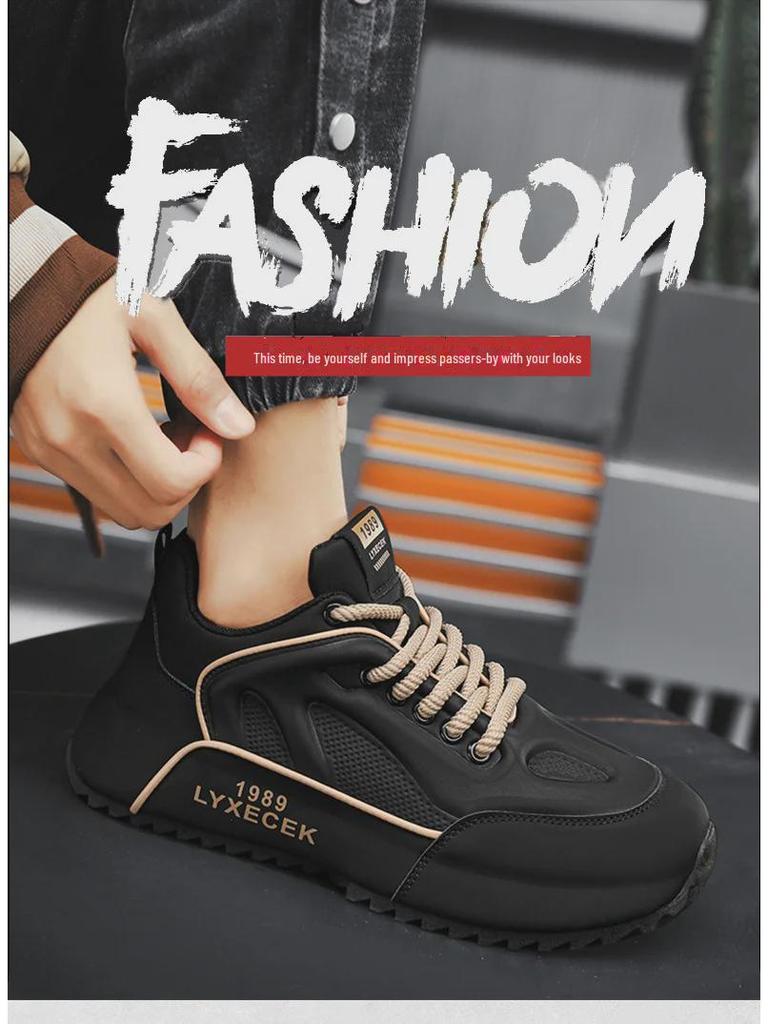 2024 Мужская модная сетчатая кожаная повседневная спортивная обувь, увеличивающая рост