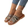 Пляжные тапочки большого размера для женщин, летний новый стиль с леопардовым принтом на носке, женские сандалии на мягкой подошве для внешнего ношения