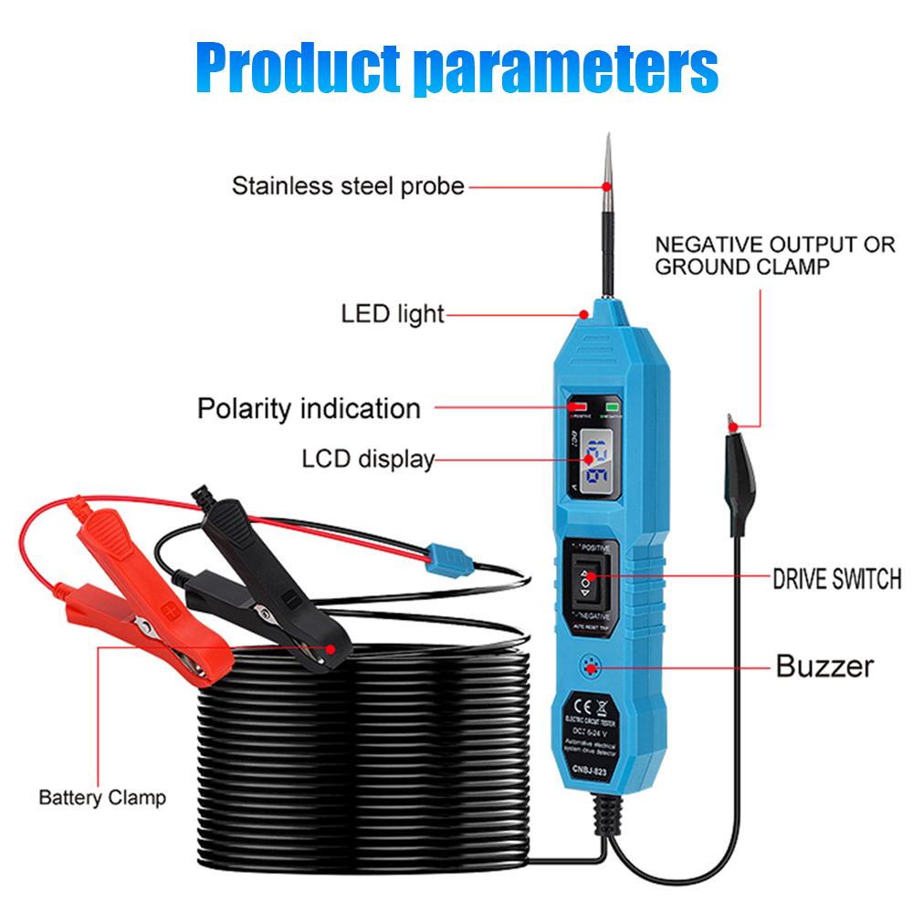 Car Circuit Tester Diagnostic Cable Table Automotive Electrical System Tester Voltage Power Probe Kit LED Digital Display