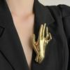 Golden Smooth Palm Brooch Large Suit Pins Creative Party Jewelry  Women