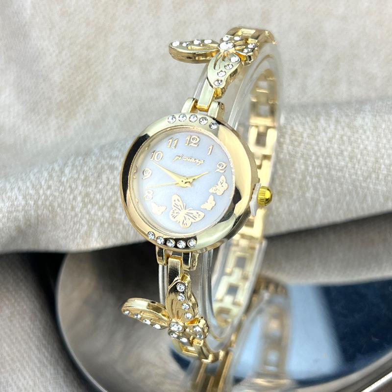 Браслет-часы с бриллиантами, изящные, маленькие, креативные, цифровые, женские, кварцевые