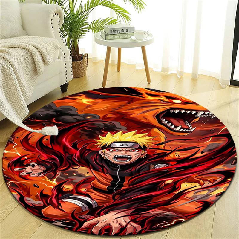 1pc Naruto Print Round Carpet Chair Round Carpet Suitable for Bedroom Living Room Home Decorative Carpet
