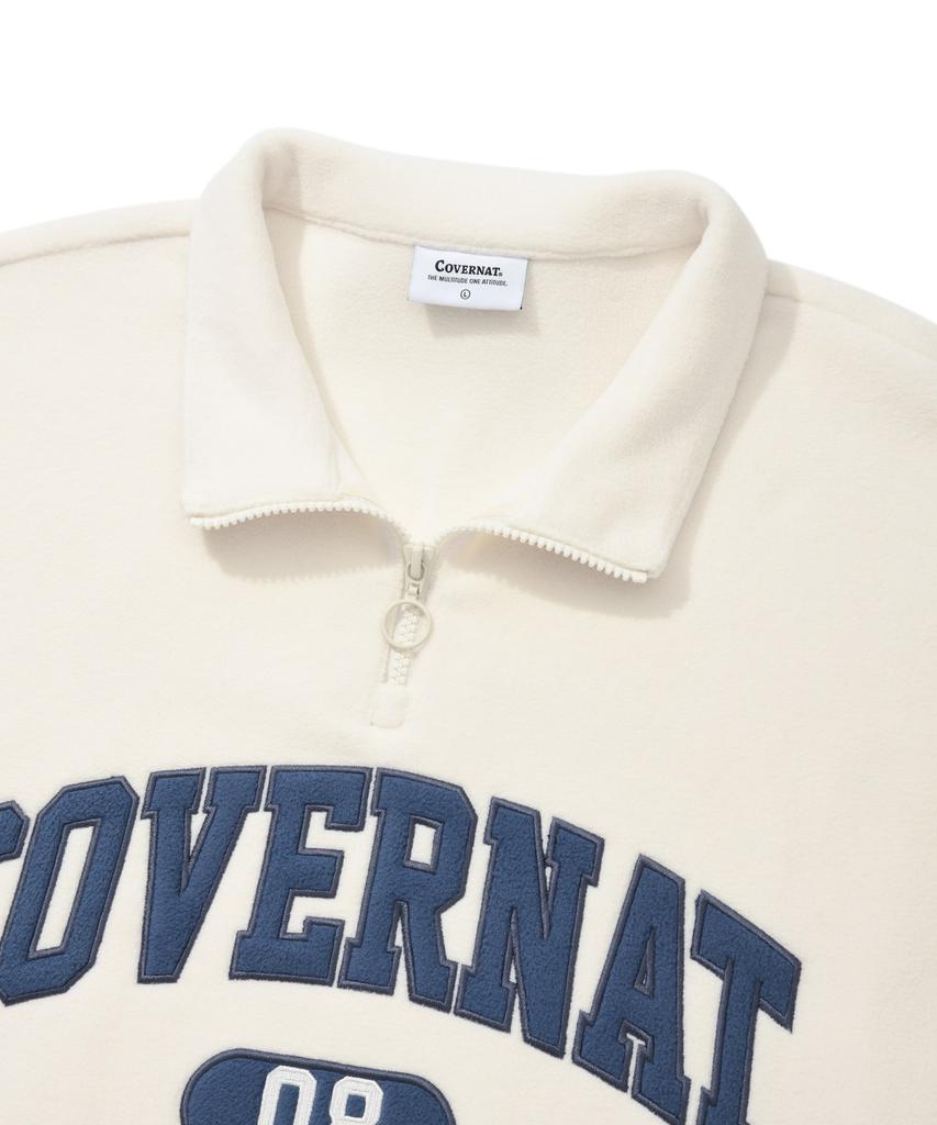 COVERNAT Arch Logo Fleece Half Zip Sweatshirt Ivory