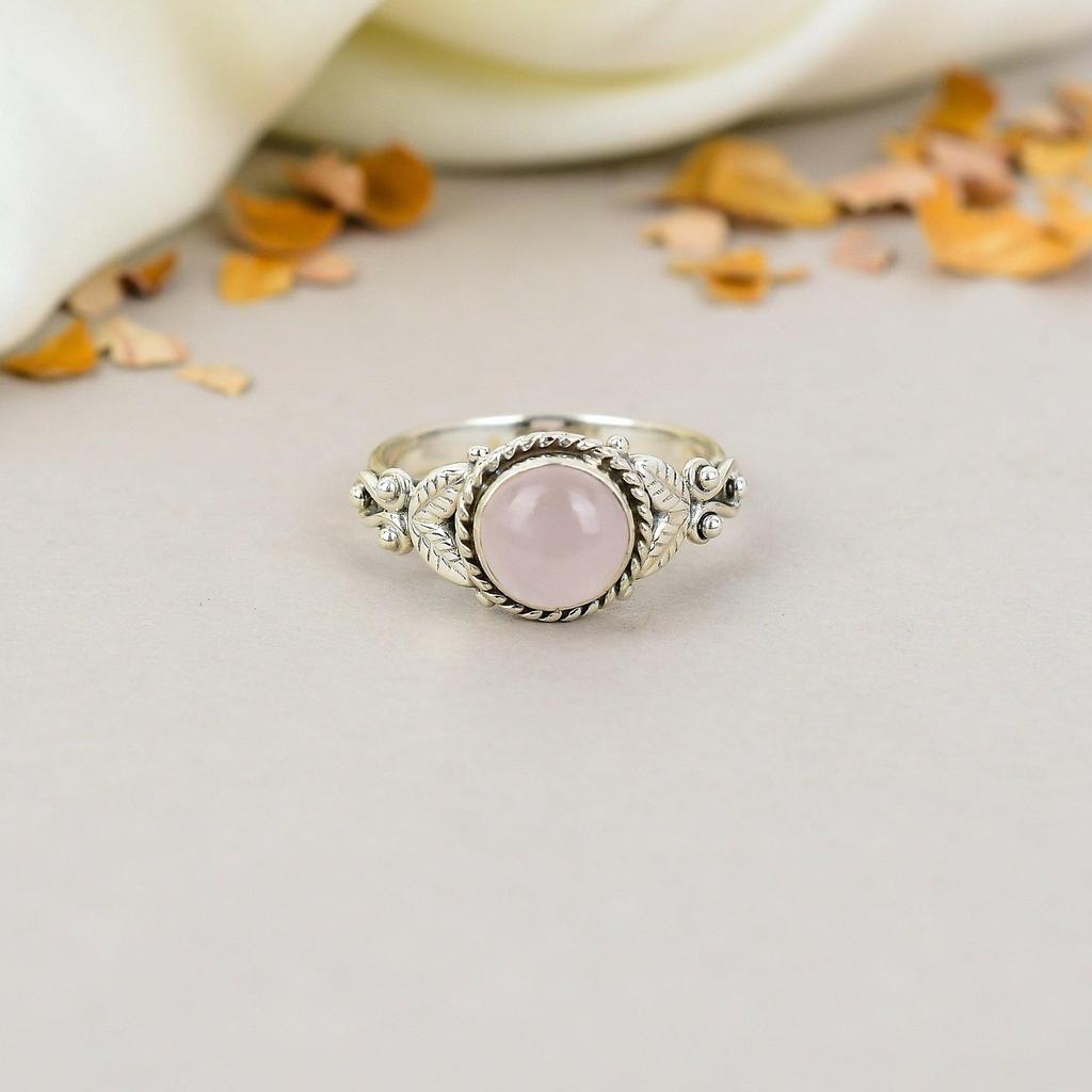 Розовый кварц 925 стерлинговое серебро розовый драгоценный камень ручная работа ювелирное изделие кольцо для женщин