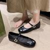 Soft Sole Shallow Mouth Inner Height Increase Women's Single Shoes 2025 Spring and Summer New One-word Belt French Mary Jane Shoes Small Leather Shoes