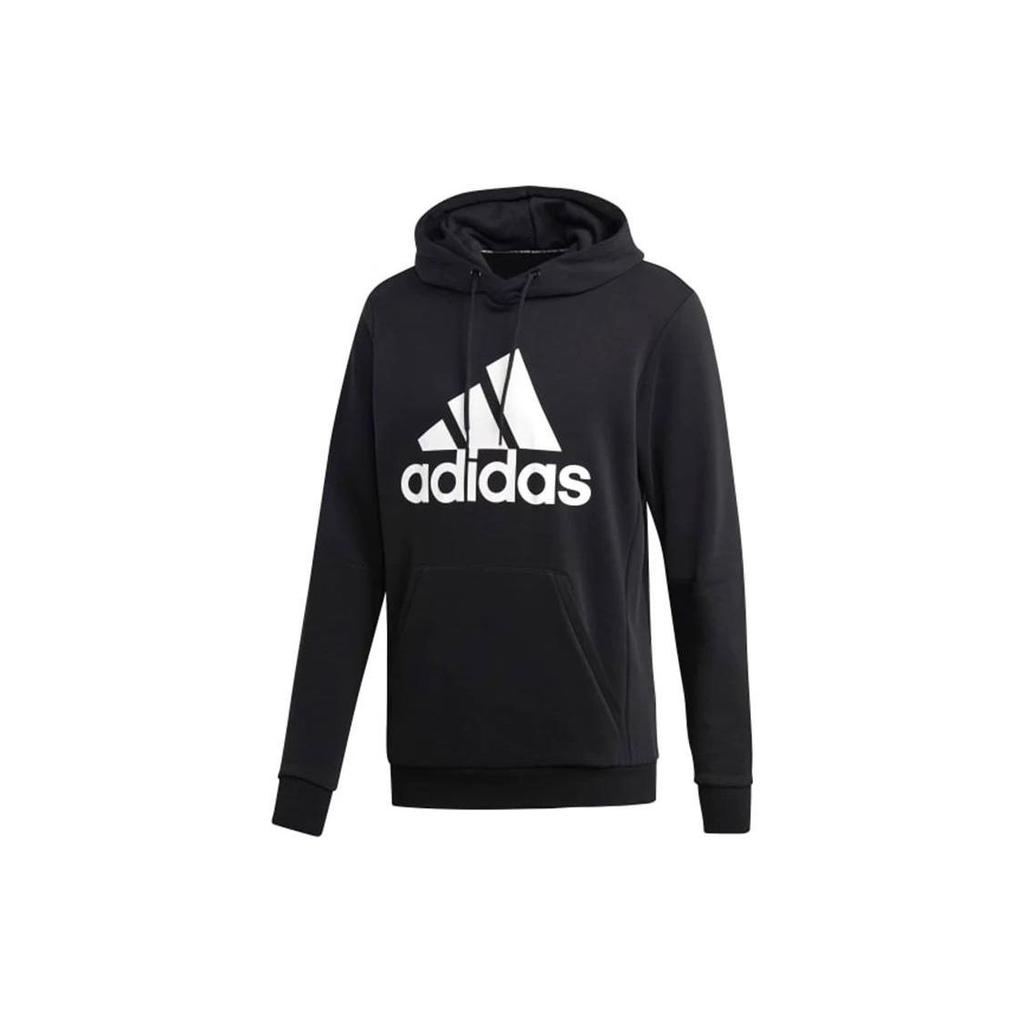 Adidas Logo Print Drawstring Hoodie Men Hoodies Black GH6663