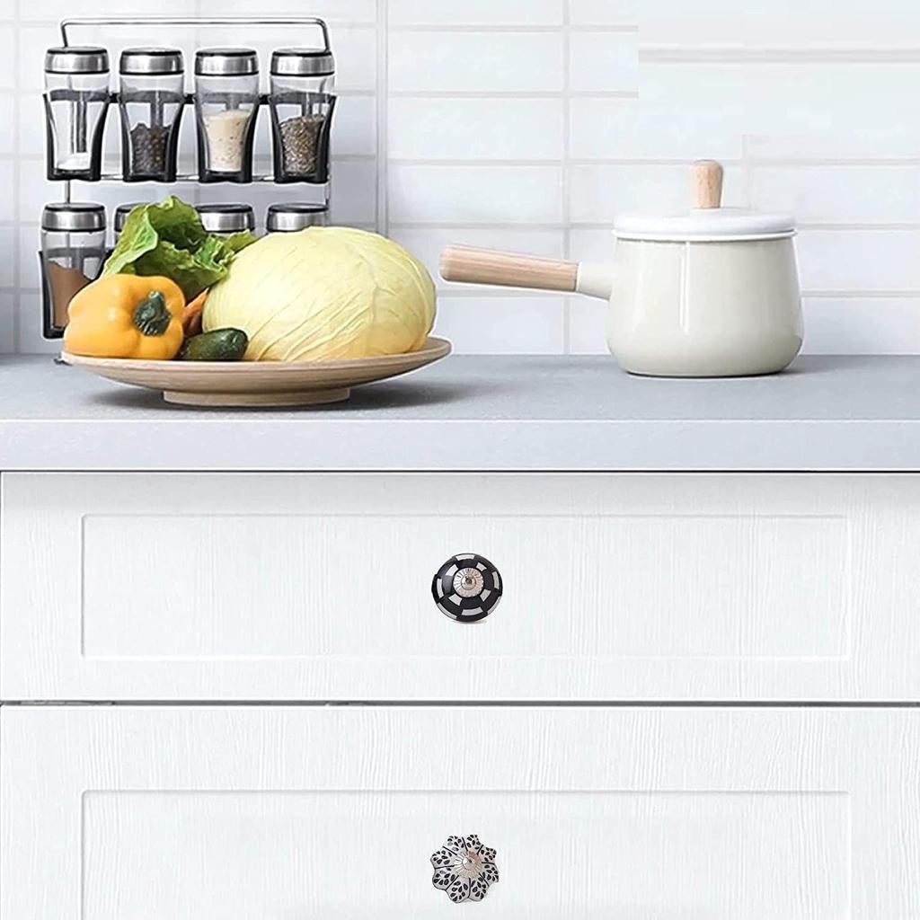 Керамические ручки Ассорти Керамические ручки и ручки для ящиков, дверей Ручка для кухонных шкафов Домашний декор ручки (Черно-белые, упаковка 15 штук)