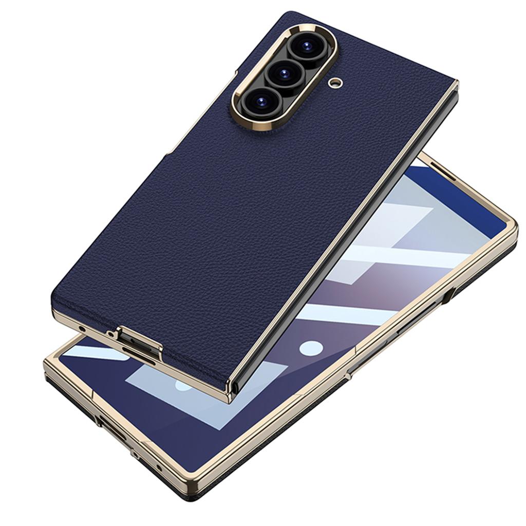 GKK For Samsung Galaxy Z Fold7 5G Case Electroplated PC+PU Phone Cover with Tempered Glass Front Film