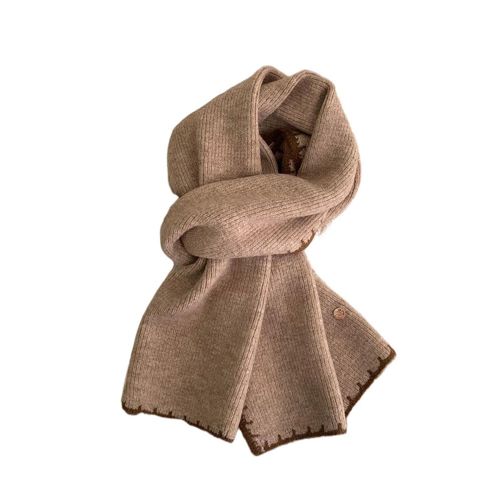 Color Matching Knit Scarf Cold-proof Neck Warmer Luxury Skiing Motorcycle Scarf  Women Men