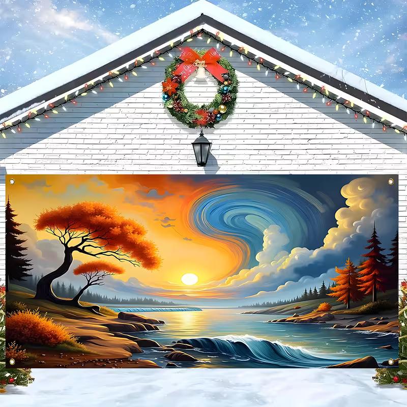 2D Dreamlike Fantasy Sunset Coast Photography Background
