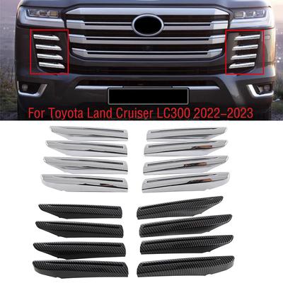 8 шт. для Toyota Land Cruiser 300 LC300 2022 2023 хромированное черное углеродное волокно, решетка переднего бампера, накладка, крышка, крышка