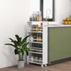 Multifunctional Shelf with Casters, Narrow Design, 4 Compartments, 45x15x91 cm, White