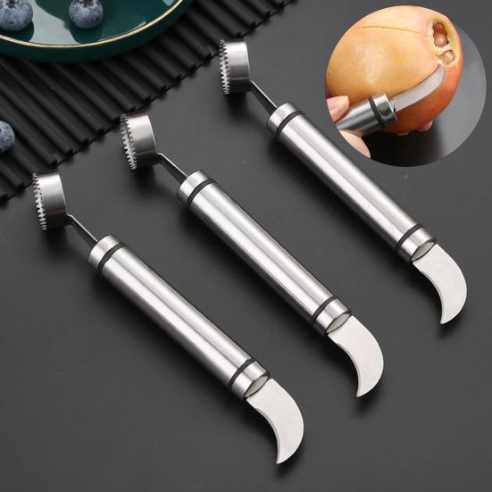 Open Pomegranate Cutter Double Head Design Polishing Process Fruit Peeling Curved Blade Orange Peeler for Kitchen