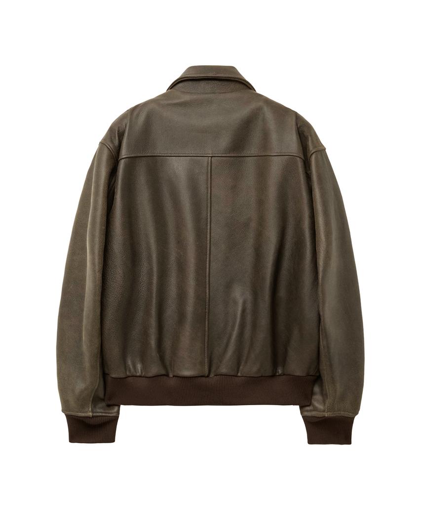 Sperone [Real Leather] Cowhide A-2 Classic Double Pocket Blouson (Brown)