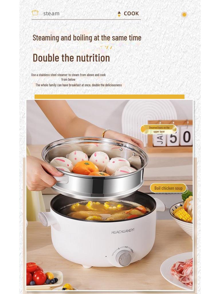 110V US Standard Multi-Function Electric Hot Pot and Frying Pan - Large Capacity, Non-Stick, Ideal for Dormitory and Household Use
