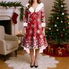 Рождественские платья с принтом для женщин, винтажное рождественское платье миди, повседневные платья, коктейльное платье, вечерние праздничные платья