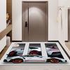White Sport Car Red Wheel Multi‑Frame Print Area Rug Non‑Slip Rectangular Floor Mat Auto Fan Decor for Gaming Bedroom Living Room