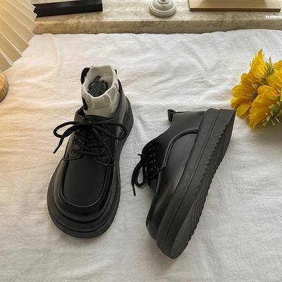 Маленькие кожаные туфли женские в британском стиле 2025 года, новая весна, универсальные туфли на платформе с крошкой, японские студенческие туфли в стиле ретро со шнуровкой