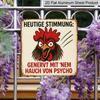 2D Flat, 1pc Vintage Metal Aluminum Sign - Humorous Chicken Design with German Quote, Rustic Farmhouse Wall Art for Office, for Man Cave, Yard