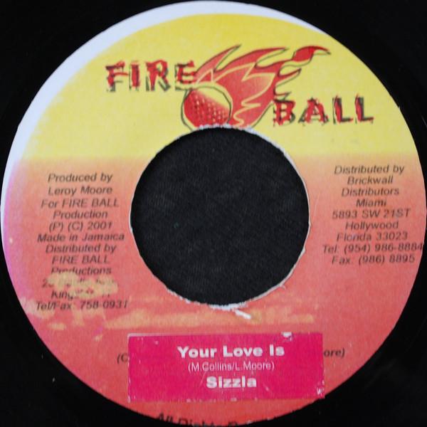 7-дюймовая пластинка SIZZLA - Your Love Is NONE Fire Ball Recor 2003 Ямайка Регги, Ска и Даб Б/у