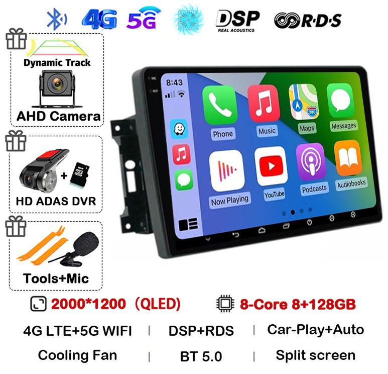 Android 14 Автомобильное радио для Jeep Compass Grand Cherokee Wrangler Chrysler Sebring Town Country Dodge Charger Мультимедиа Стерео 2din