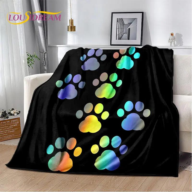 Мягкое плюшевое одеяло с 3D подошвой для домашних животных, фланелевое одеяло для гостиной, спальни, кровати, дивана, детского чехла для пикника