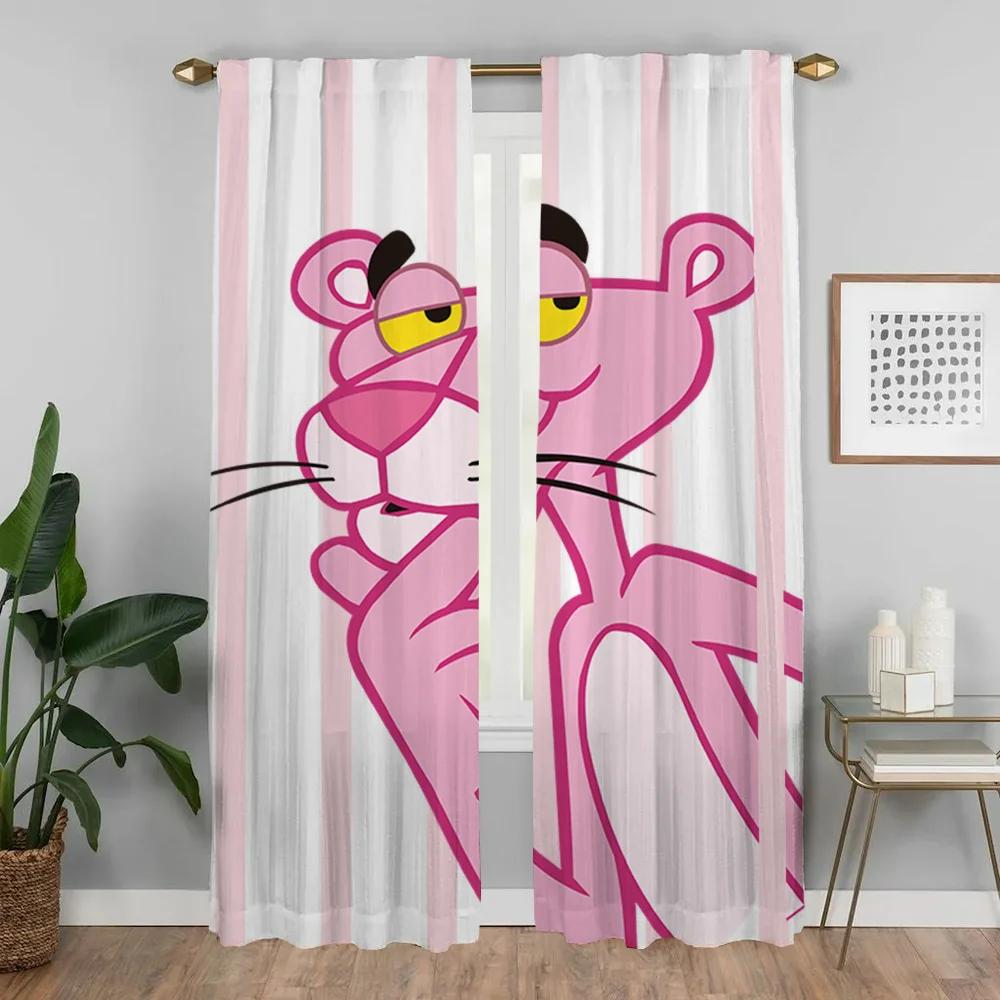 Элегантные шторы для комнаты, розовая пантера, затемняющие шторы, украшения на Хэллоуин, разделительные шторы, 2 шт., гостиная