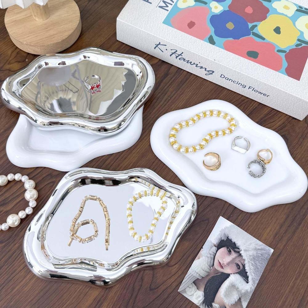 2/1PCS Jewelry Storage Tray Creative Cloud Shapes Plastic Trays Electroplated Jewelry Earrings Ring Display Plates Photo Props