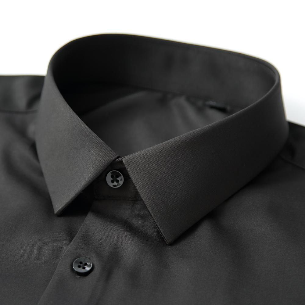 Мужская однотонная немнущаяся рубашка с длинным рукавом и эластичной тканью, шелковисто-гладкая, приятная к коже, простая в уходе, формальная мужская одежда, рубашка на пуговицах