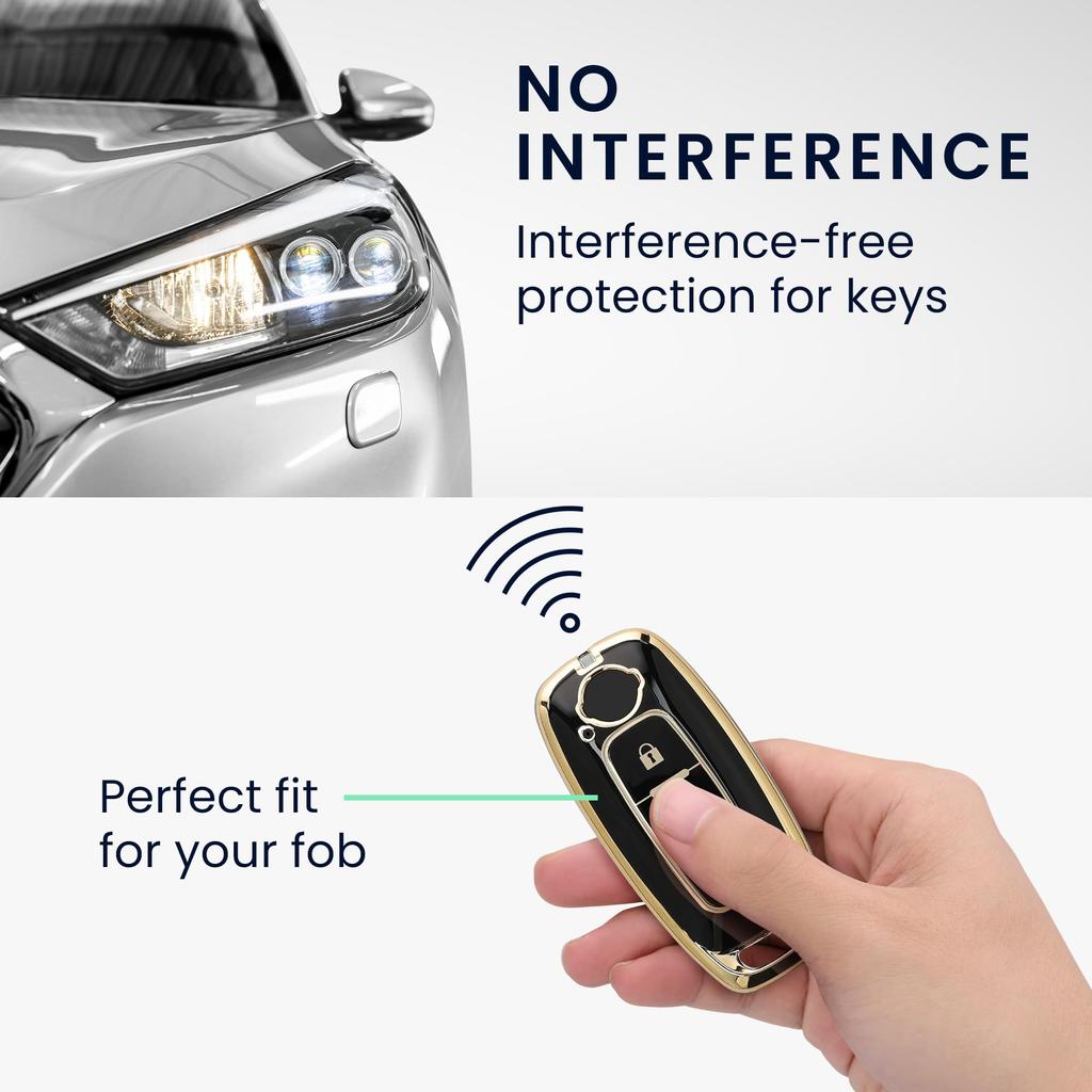 kwmobile Совместимый чехол для ключа для Nissan Ariya B6 B9 X-trail T33 Qashqai 3 цвета - чехол для ключа чехол для ключа из ТПУ с глянцевой отделкой - автомобильный ключ черный/золотой