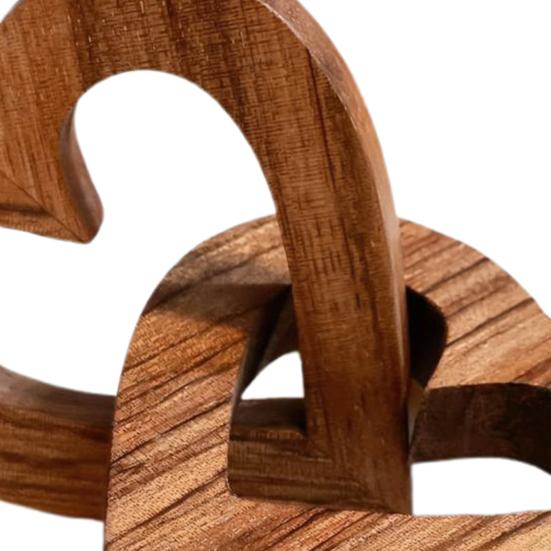 Wooden Heart Ornament Intertwined Hearts Love Memorial Gift Interlinked Heart Couples Keepsake for Anniversary Valentine's Day Gift