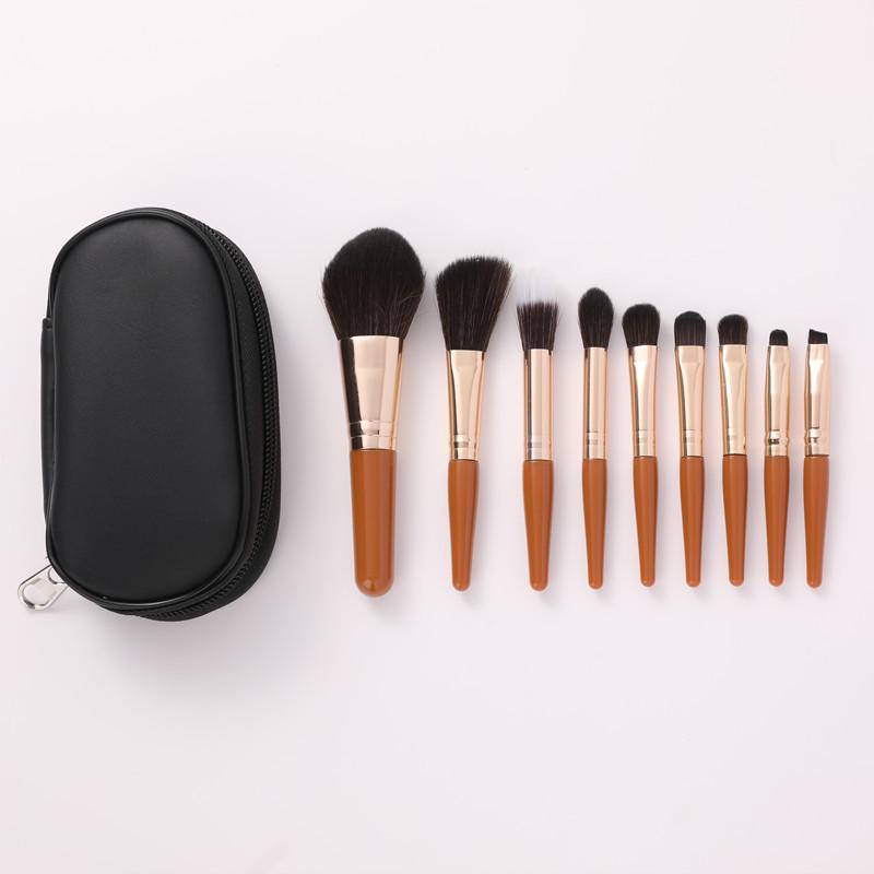 Mini 9-Piece Soft-Bristled Makeup Brush Set for Beginners - Portable Travel Kit