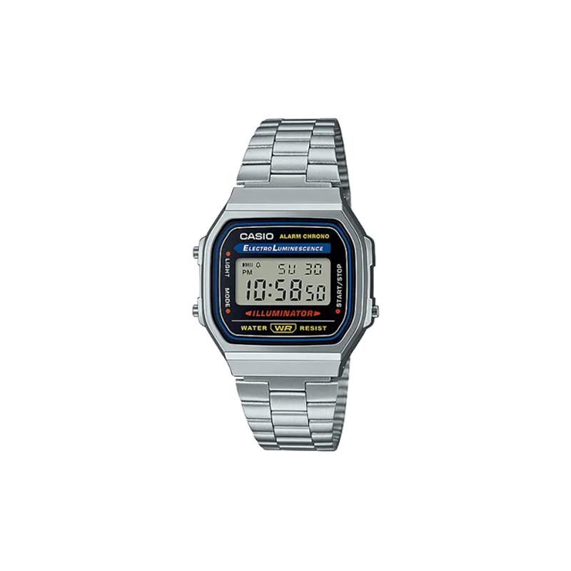Casio Ретро мода повседневный простой легкий металл классический маленький квадратный водонепроницаемый механизм кварцевый механизм стальной ремешок японский A168WA-1A2WJR