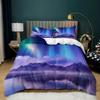 Aurora Borealis Полиэстер Пододеяльник Комплект Дерево Под Магнитным Полем Природы с Северным Сиянием Пейзаж Картина King Size